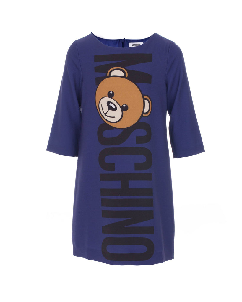 Purple Bear Logo Print Dress