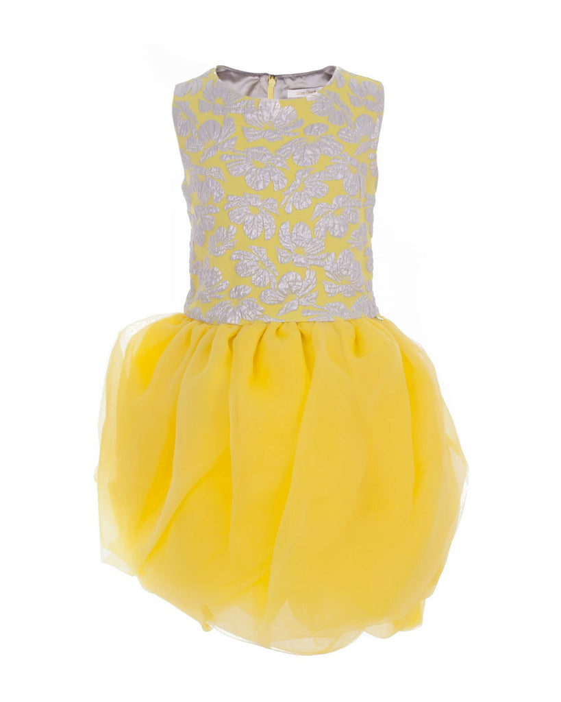 Yellow Tulle Skirt Embroidered Party Dress