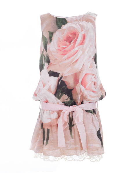 Silk Floral Belted Dress