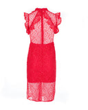 Halley Cutout Red Lace Dress