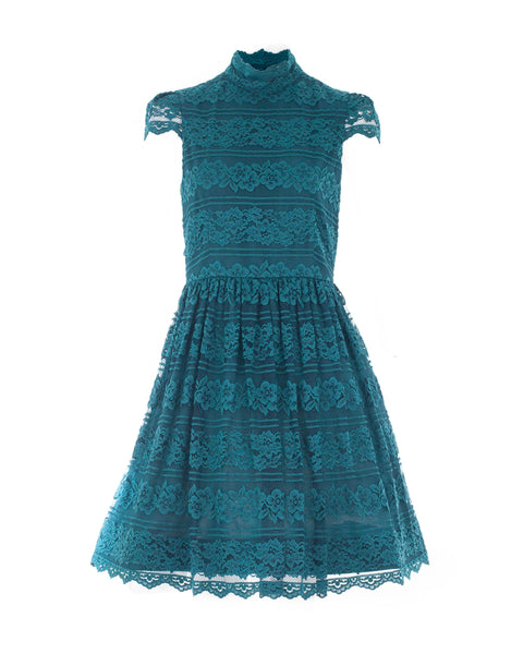 Maureen Teal Lace Dress