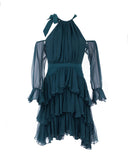 Elsa Ruffled Sleeves Silk-Georgette Mini Dress