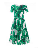 Banana Leaf Print Cotton Poplin Dress (IT 38)