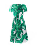 Banana Leaf Print Cotton Poplin Dress (IT 38)