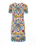 Maiolica Print Slik-Blend Dress