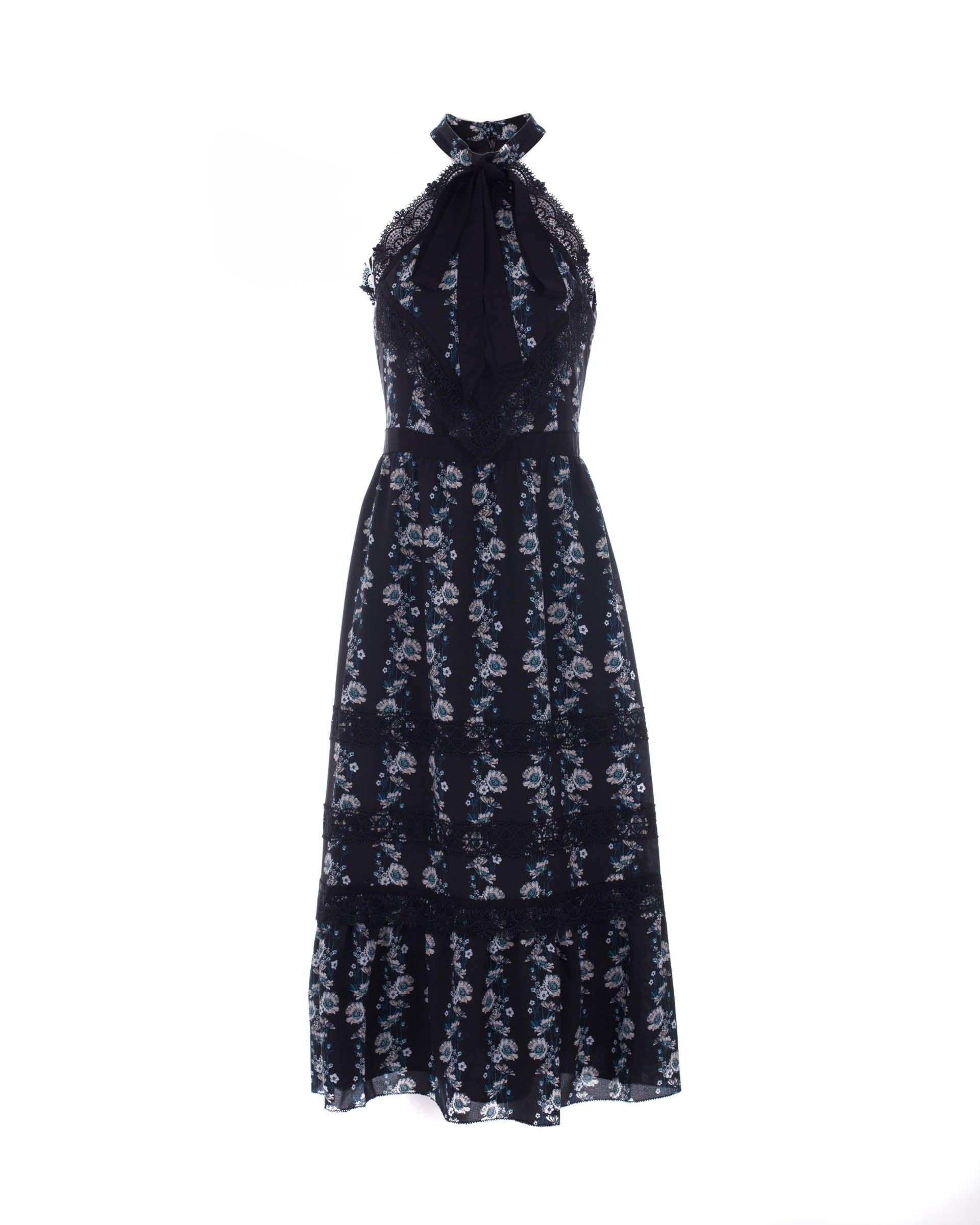 h&m floral halter dress Ladies - Light Pink/Floral Tie-Detail Halterneck Dress - Size: XXL