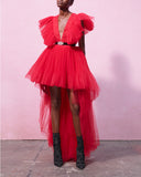 Red Long Tulle Dress