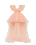 Peach Tulle Dress with Train