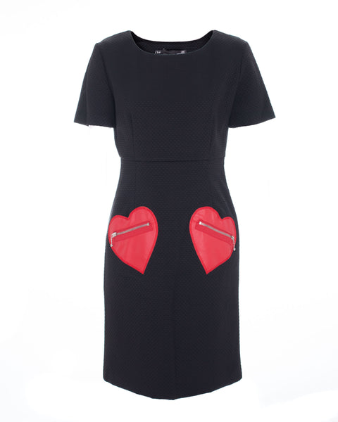 Honeycomb Black Love Pocket Dress