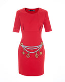Embroidered Motif Red Dress