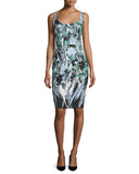Painted-Floral Sheath Dress