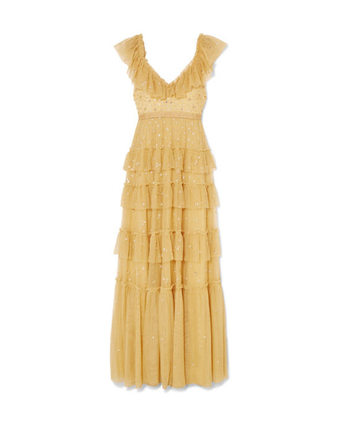 Sunburst Yellow Embellished Tulle Gown