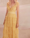 Sunburst Yellow Embellished Tulle Gown