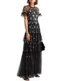 Black Floral Embellished Gown