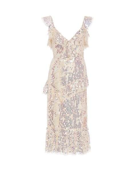 Ruffle Sequinned Tulle Midi Dress