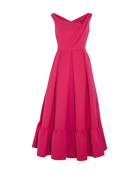 Fuschia Stretch-Crepe Midi Dress