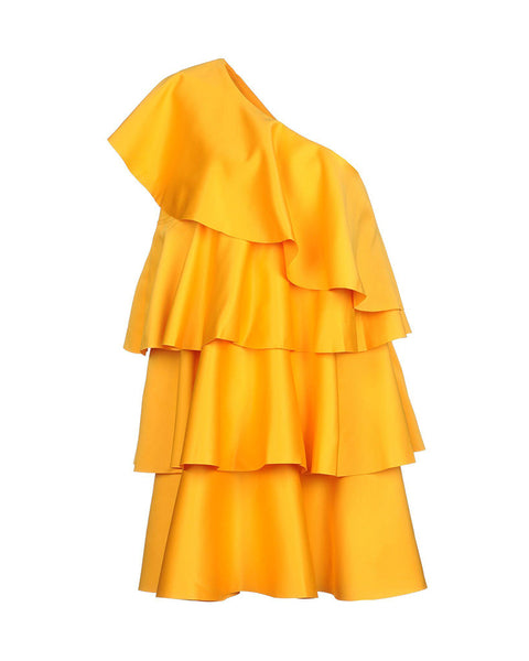 Saffron One-Shoulder Ruffle Dress