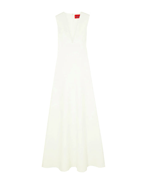 Plunge Neck Sleeveless Crepe Gown