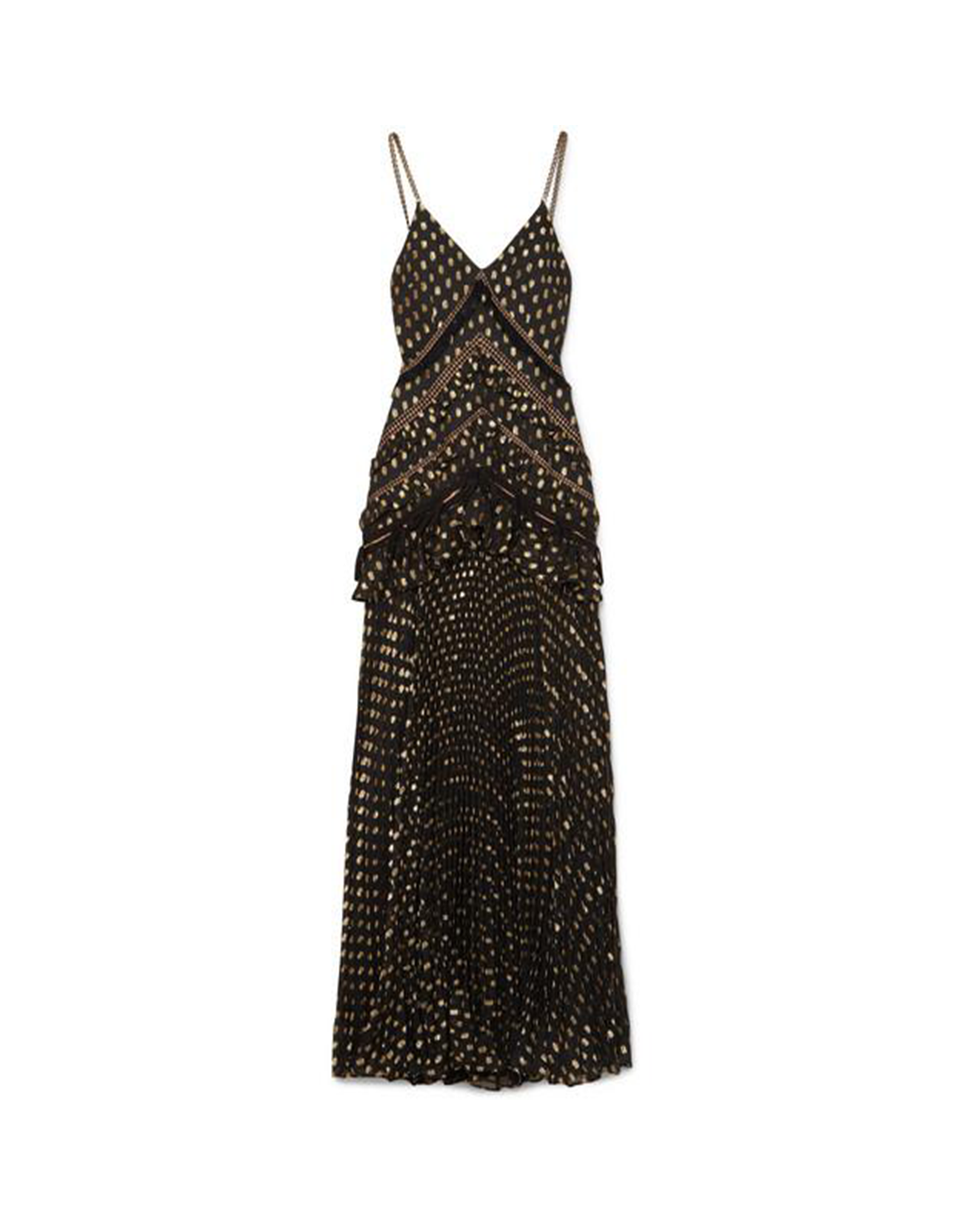 Black and Gold Metallic Polka-dot Maxi Dress Black and Gold Metallic Polka-dot Maxi Dress