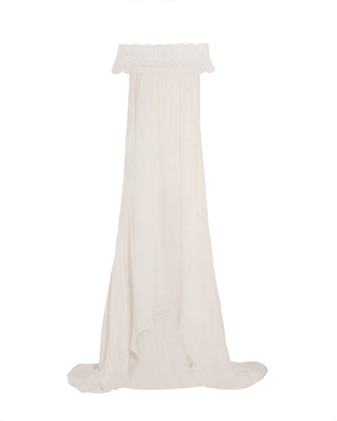 Bardot Lace Trim Gown