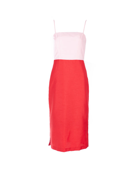 Enzo Pink And Red Midi Dress