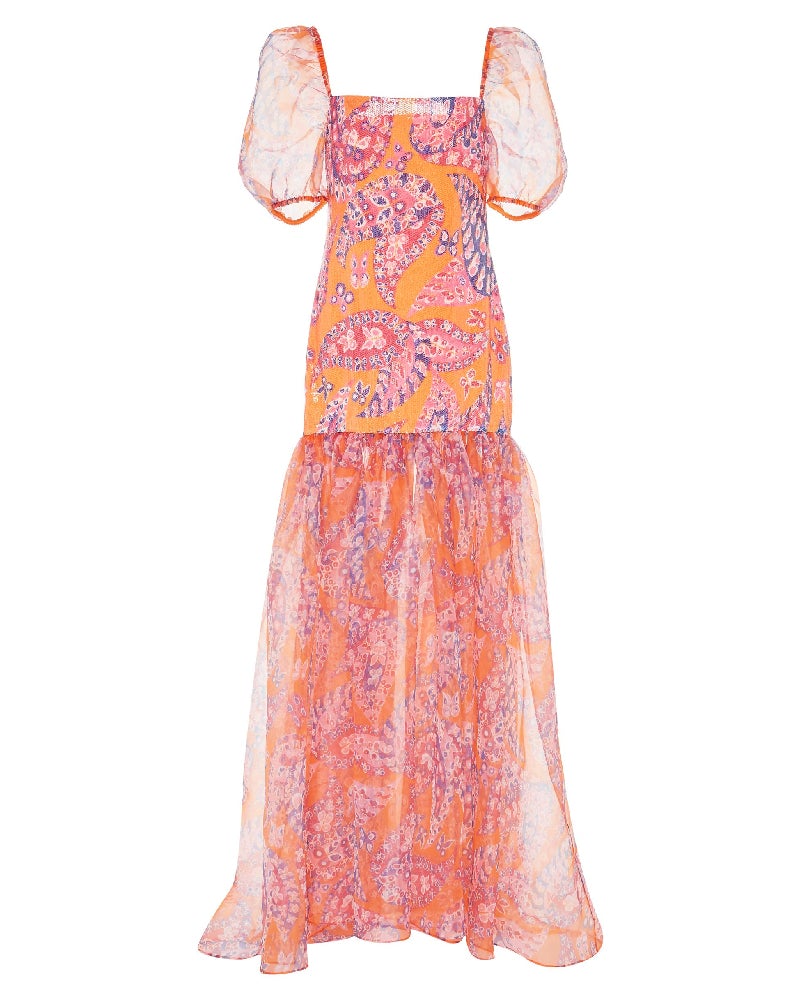 Wilde Sequin Butterfly Paisley Print Maxi Dress