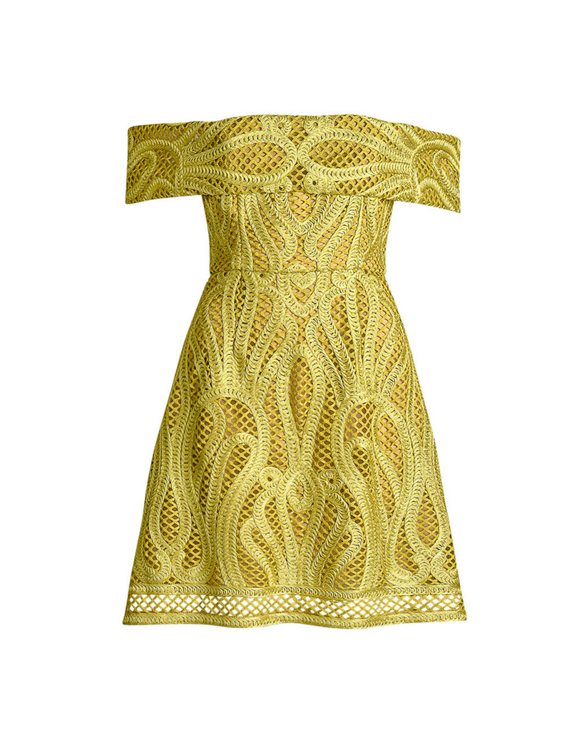 Ravello Crochet Off Shoulder Dress