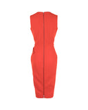 Red V-Neck Crepe Midi Dress