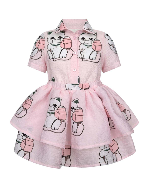 Pink Cat with Mask Infusion Dress