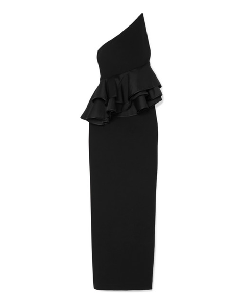 One-shoulder Ruffled Crepe Gown