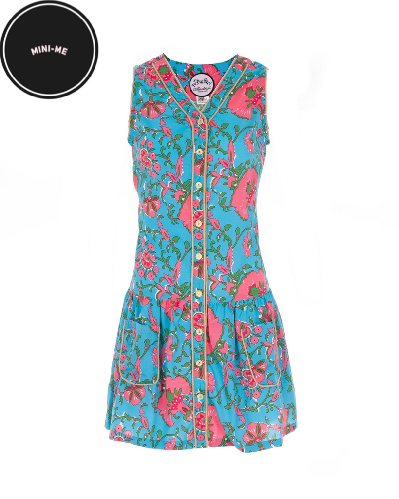 Turquoise And Pink Clavel Dress