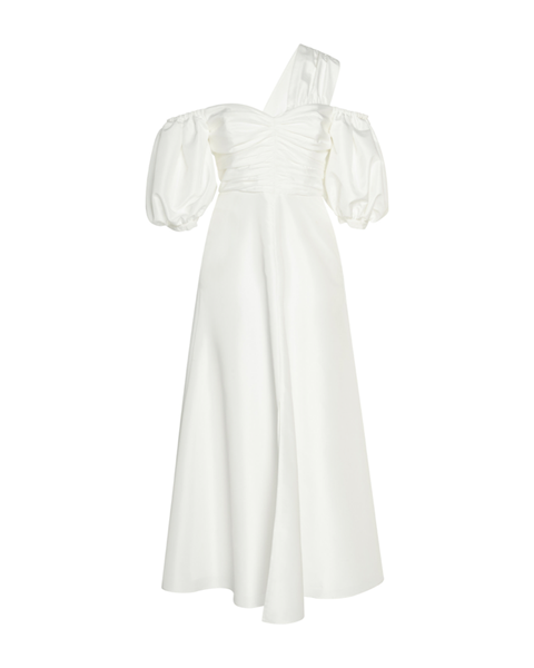 White Taffeta One-Shoulder Dress (UK 6)