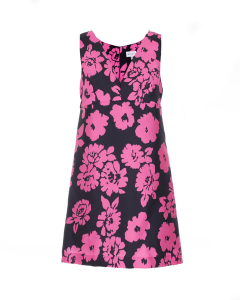 Pink and Black Floral Print Dress