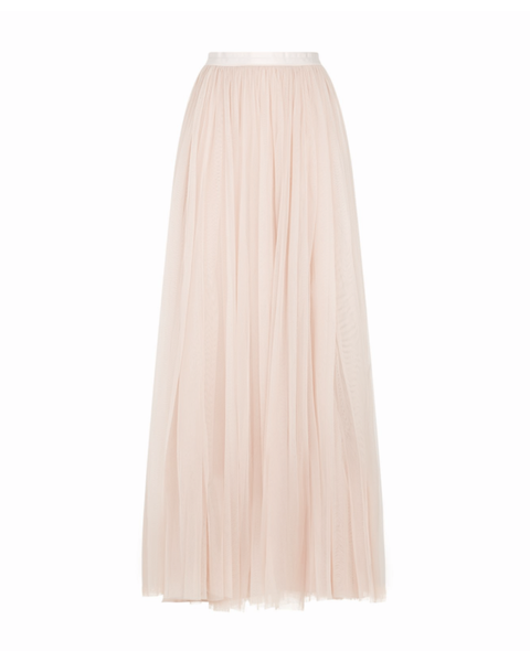 Beige Tulle Maxi Skirt