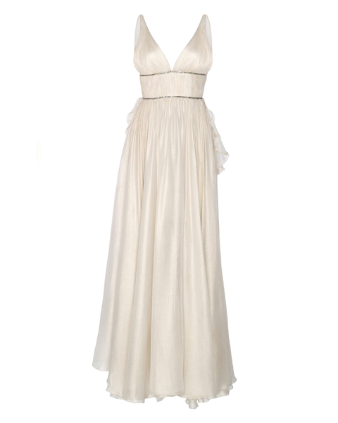 Pearl Crystal-Embellished Silk Gown