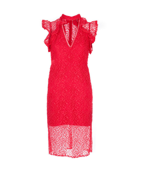 Halley Cutout Red Lace Dress